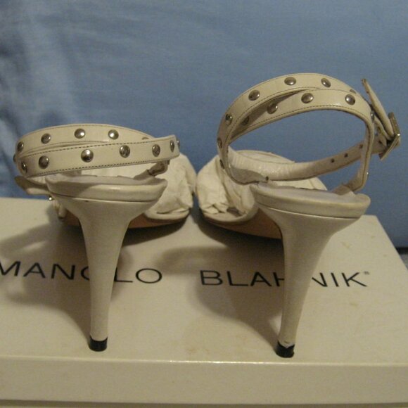Manolo Blahnik Studded Strappy Heel Sandals - Picture 9 of 16